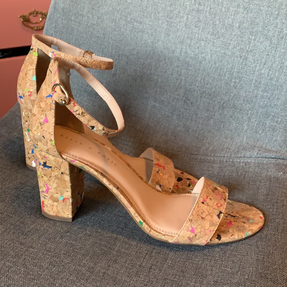 Cork detail block heels
